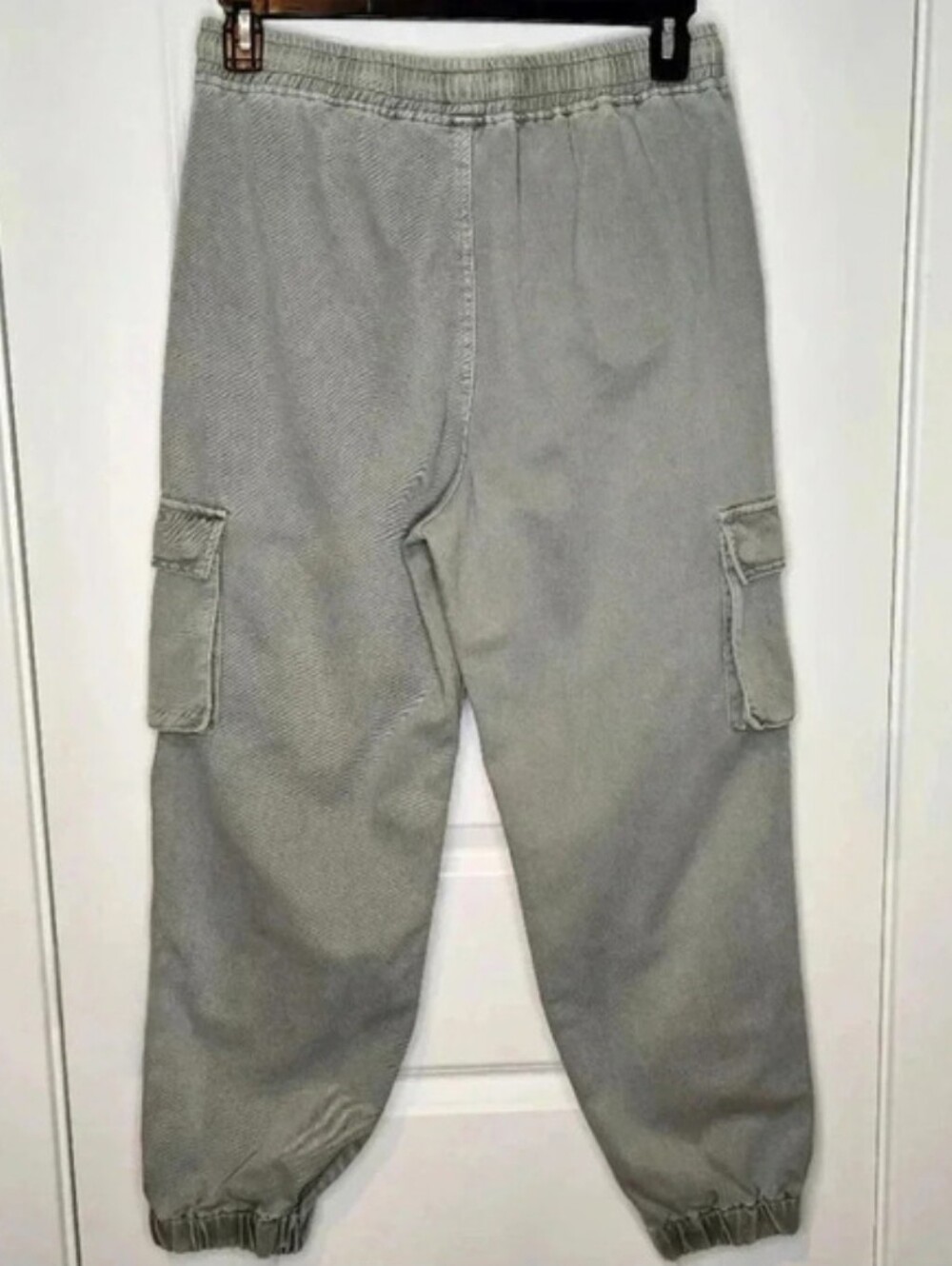 Forever 21 Cargo Jogger Jean Pants Womens L Green 100% Cotton Drawstring Utility - Picture 4 of 5